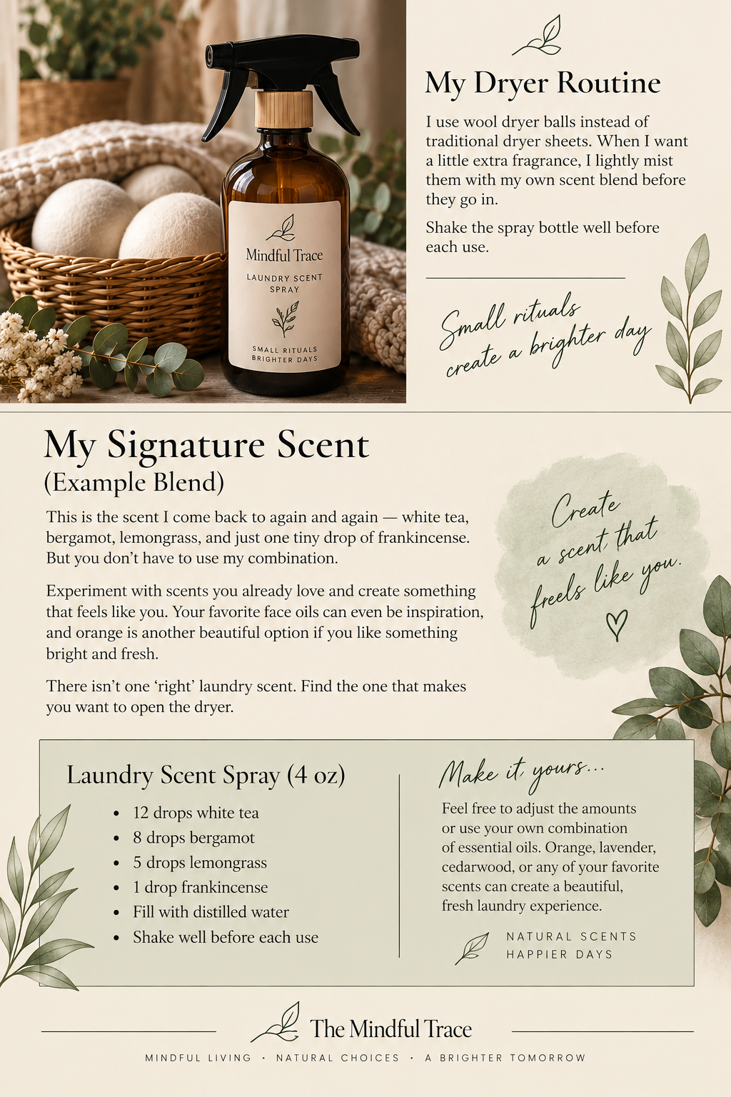 My dryer routine — wool dryer balls and laundry scent spray recipe